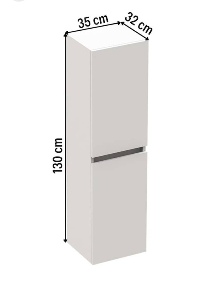 Asma Banyo boy dolabı 130*35 cm Parlak Mdf Beyaz - 2