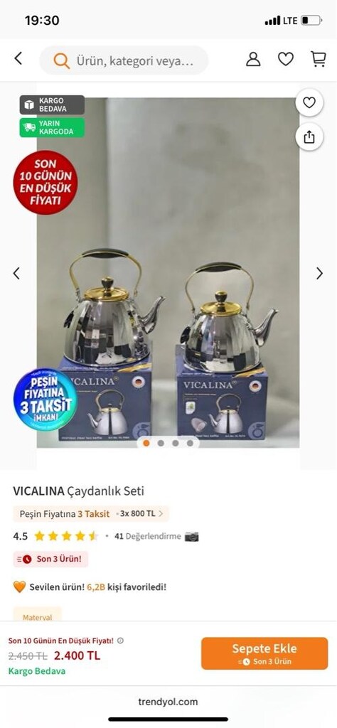 Vicalina Çelik Çaydanlık Seti - 2
