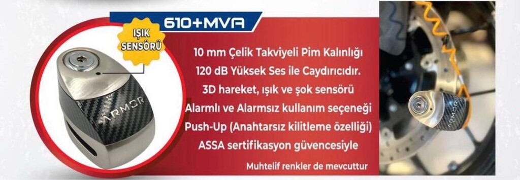 ARMOR 610 MVA ÇELİK ALARMLİ DİSK KİLİDİ (10MM) - 4
