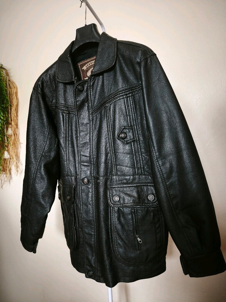 Vintage %100 Gerçek Sığır Derisi Erkek Ceket Unisex Oversize Beden 56 - 7