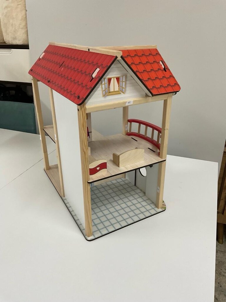 SIFIR AHŞAP TERASLI OYUNCAK BEBEK EVİ - 4