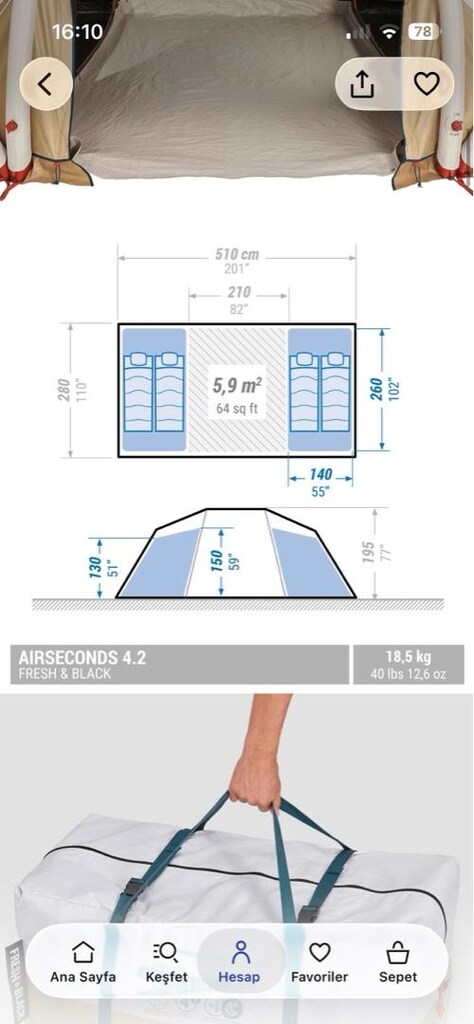 decatlan kamp şişme çadır - 10