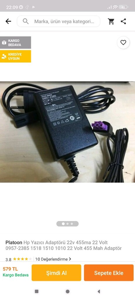 Hp Yazıcı Adaptörü 22V 455mA - 4