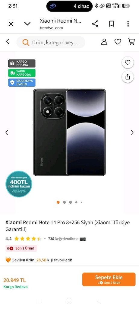 REDMİ NOTE 14 pro 256gb 200 mp kamera garantili faturalı - 3
