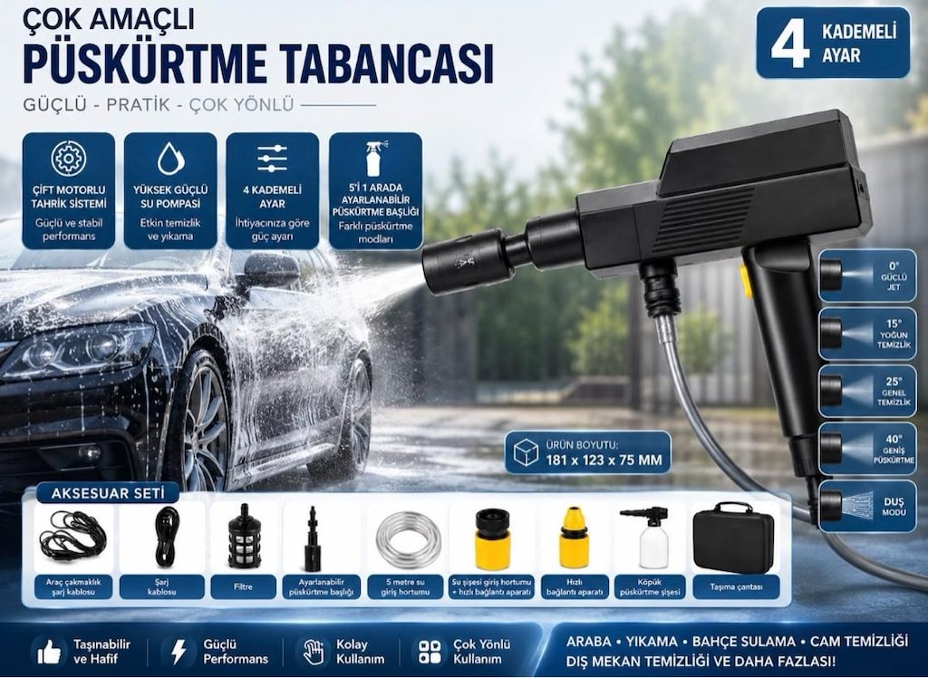ARAÇ YIKAMA TABANCA ŞARJLI GÜÇLÜ (SIFIR) - 4