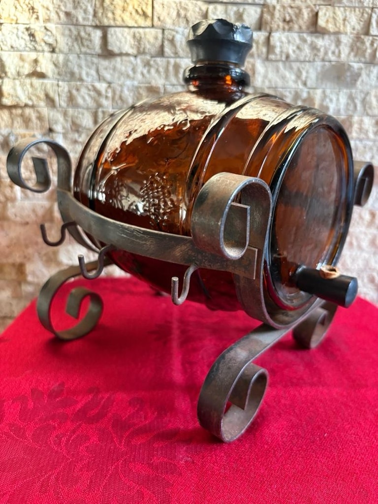 Ferforje Standlı Vintage Cam İçki Fıçısı – 1.5 Litre (Dönem Ürünü) - 7