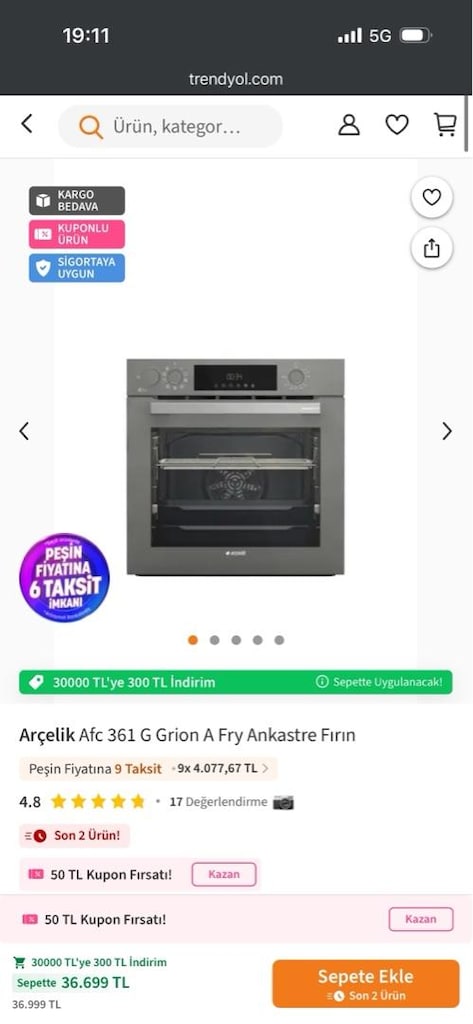 Arçelik Beyaz Eşya Takımı (AFC 361G, 9100M, 6155, 570431 Mb, Somd D) - 10