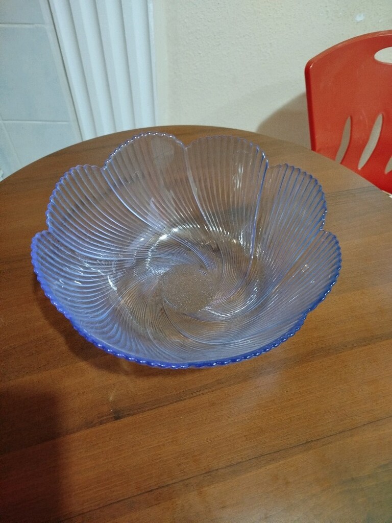 Büyük boy mavi cam meyvelik kase genişlik 29.5 cm boy 11.5 cm - 5