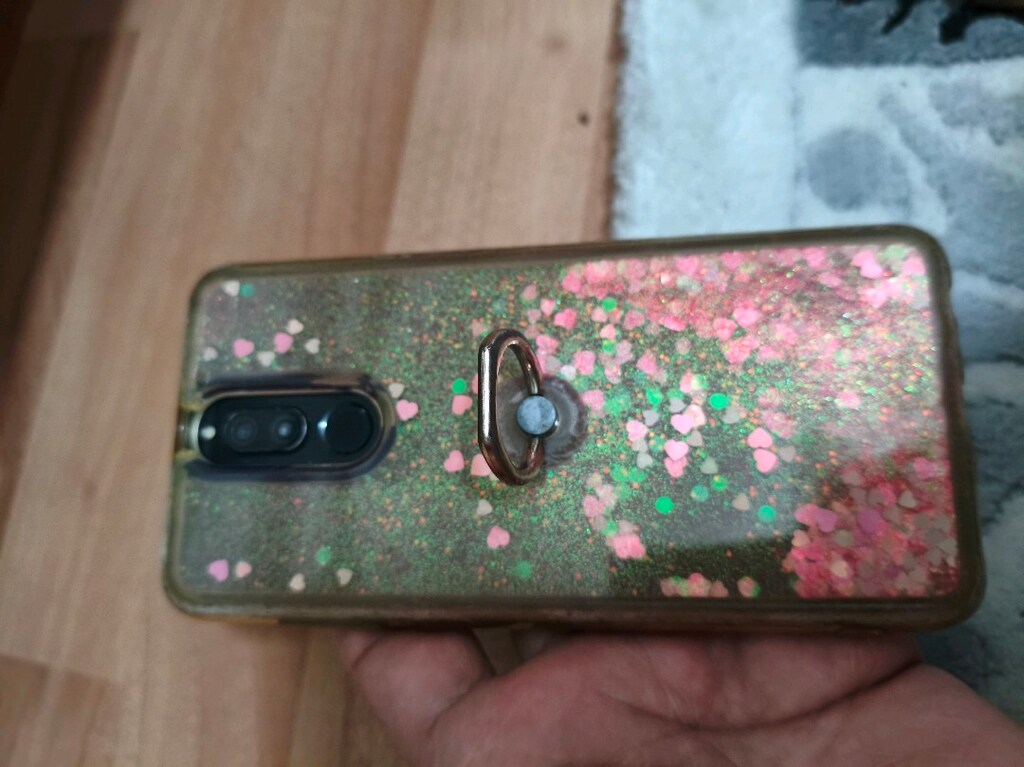 Huawei Mate 10 Lite Kılıf Taşlı Simli Sıvılı Arka Kapak + Ekran Koruyu - 2