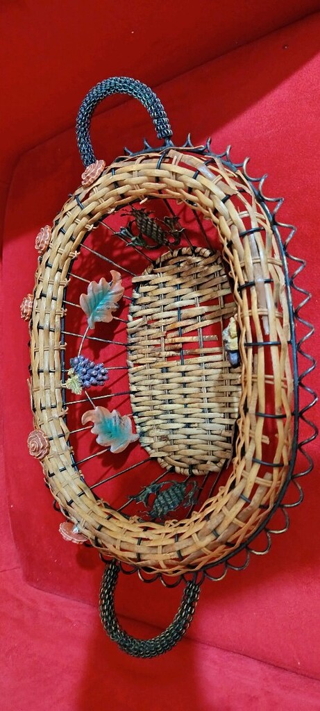 Perforje el yapımı tel metal üzüm desenli sepet 45×30.cm derinlik 10cm - 5