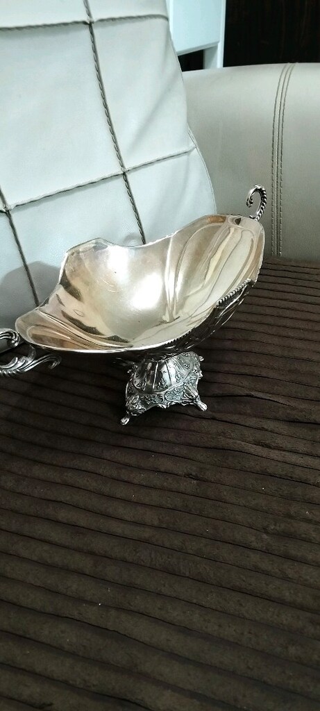 Gümüş kaplama işçilikli antika gondol şekerlik - 6