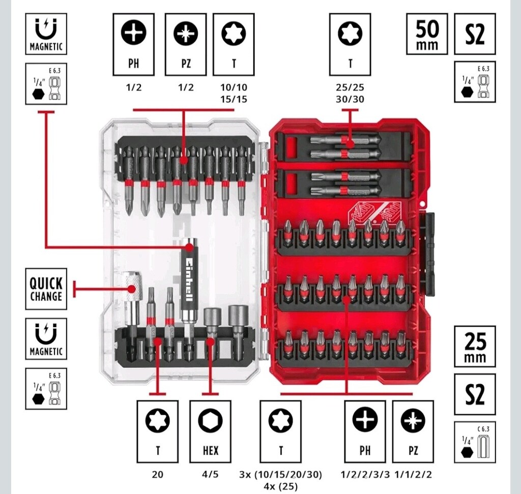 EİNHELL M-CASE 42 PARÇA VİDALAMA UÇ SETİ - 9