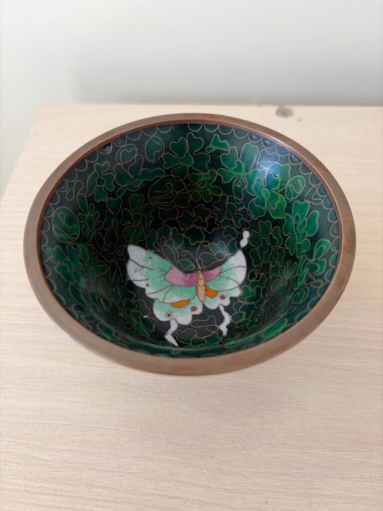 pirinç üzerine sedef işlemeli vintage Çin tarzı fincan takımı - 6
