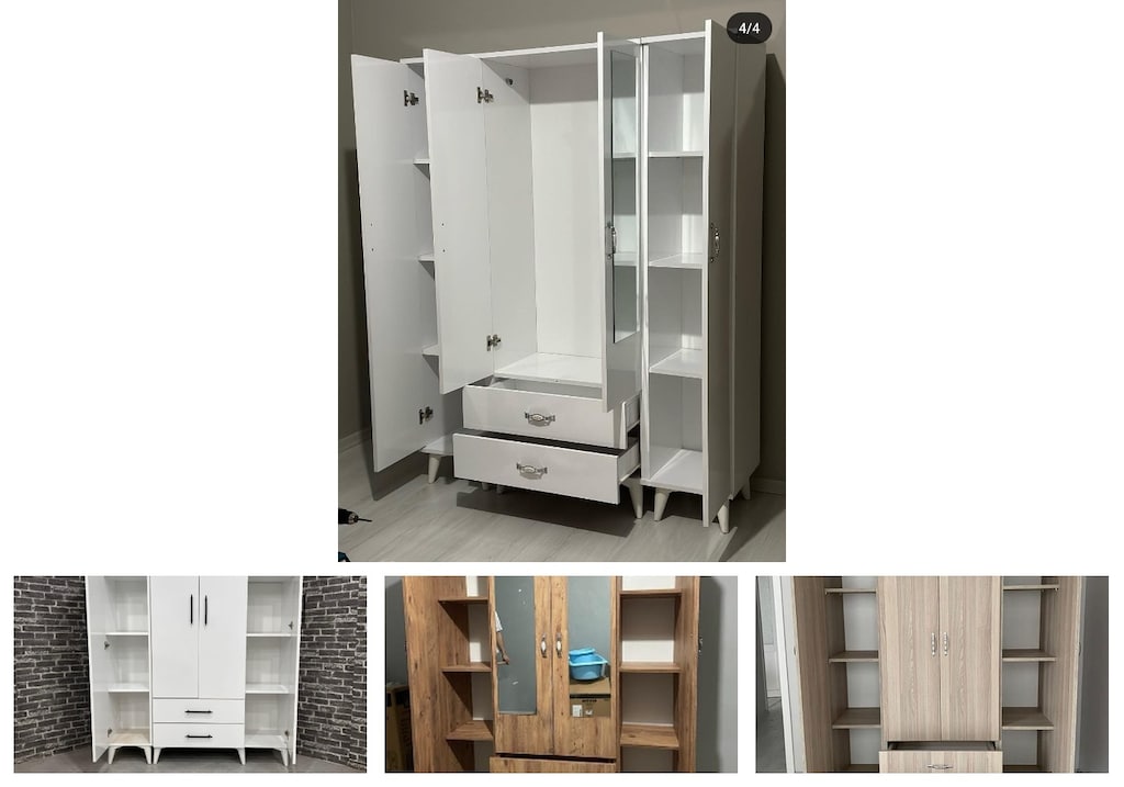 4 kapaklı elbise dolabı xlskzuwslb - 4
