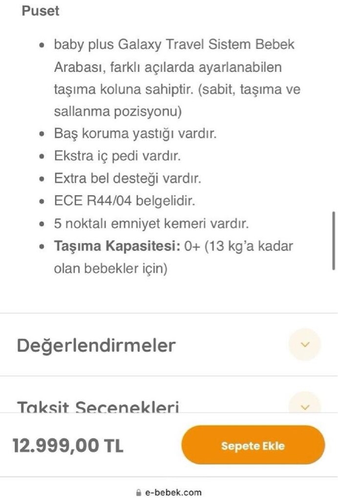 Baby Plus Galaxy Travel Sistem Bebek Arabası Ana Kucağı Set - 10