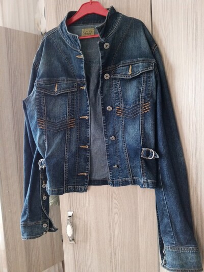 MAVİ KOT CEKET KOLLAR DÜĞMELİ ŞIK JEAN yeni