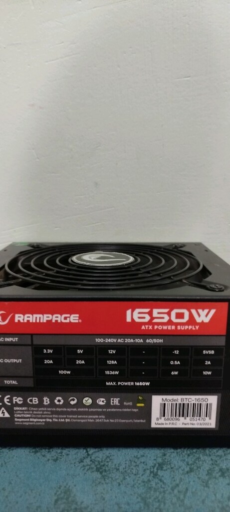 Rampage 1650watt 80plus power supply - 3