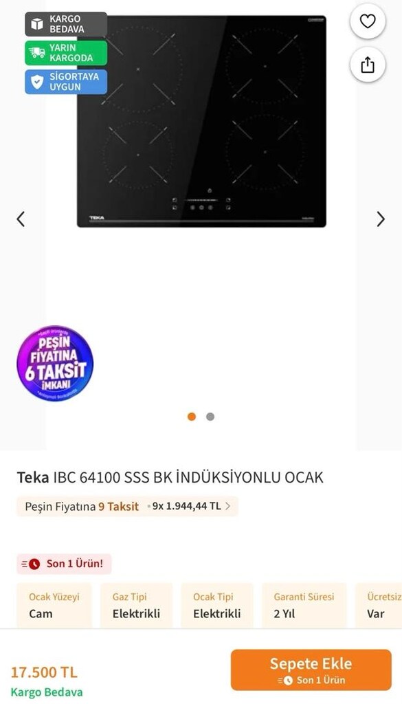 Teka IBC 64100 SSS BK İNDÜKSİYONLU OCAK (SIFIR) - 6
