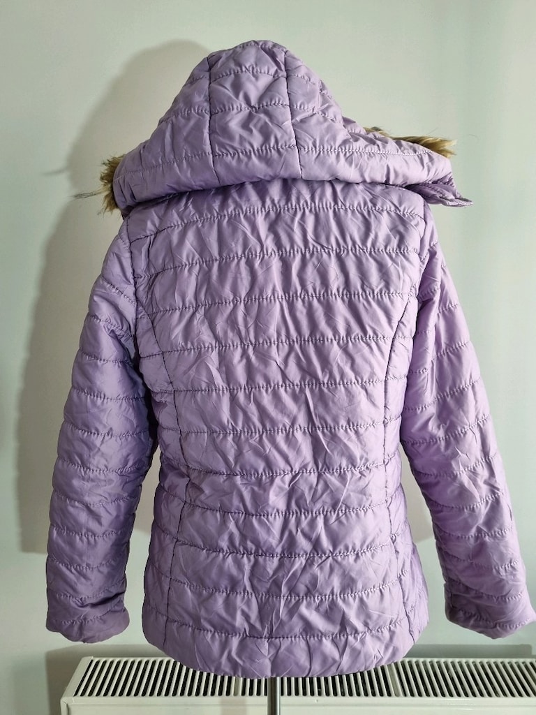 Lila Renkli Kapşonlu Mont - 7