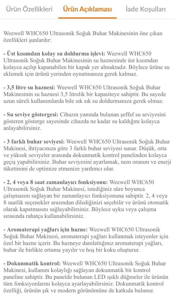 Weewell WHC650 Ultrasonik Soğuk Buhar Makinesi - 6