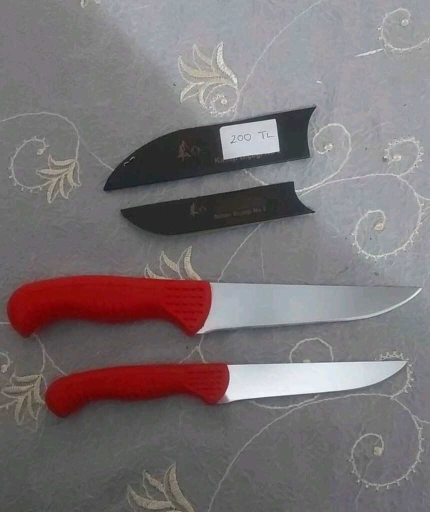 kirmizi sapli korumalı kilifli 2 li mutfak seti - 2