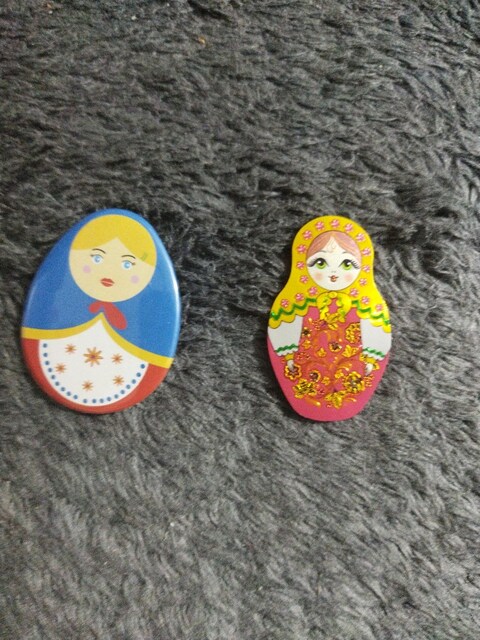 Rusya matruşka magnet buzdolabı süsü broş set