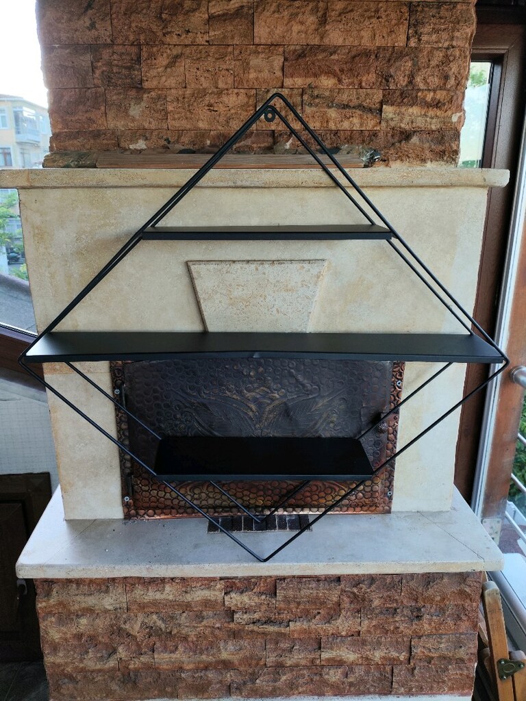 Büyük Metal raf siyah renk 1 metre - 5
