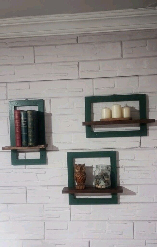 3 lü set halinde el yapımı ahşap boyalı boyasız yakma dekoratif raflar - 7