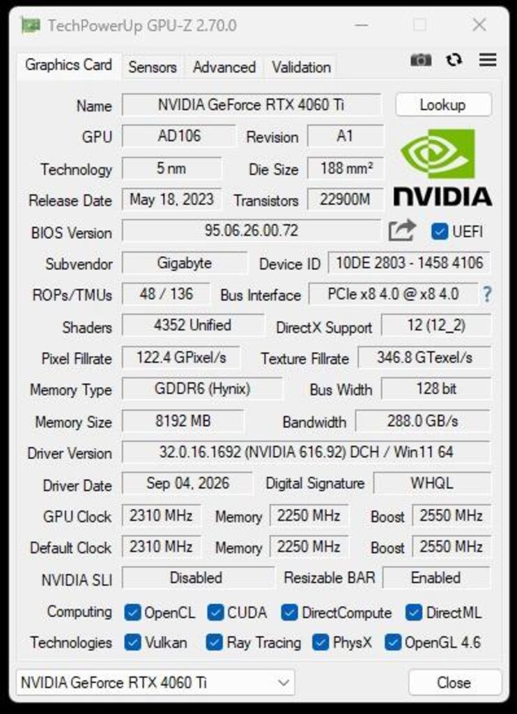 Gigabyte RTX 4060 Ti OC 8GB - 3