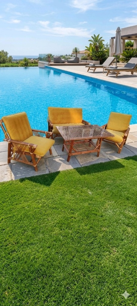 Bambu Tarz Masif Ahşap 4 Kişilik Bahçe / Balkon Oturma Grubu - 5