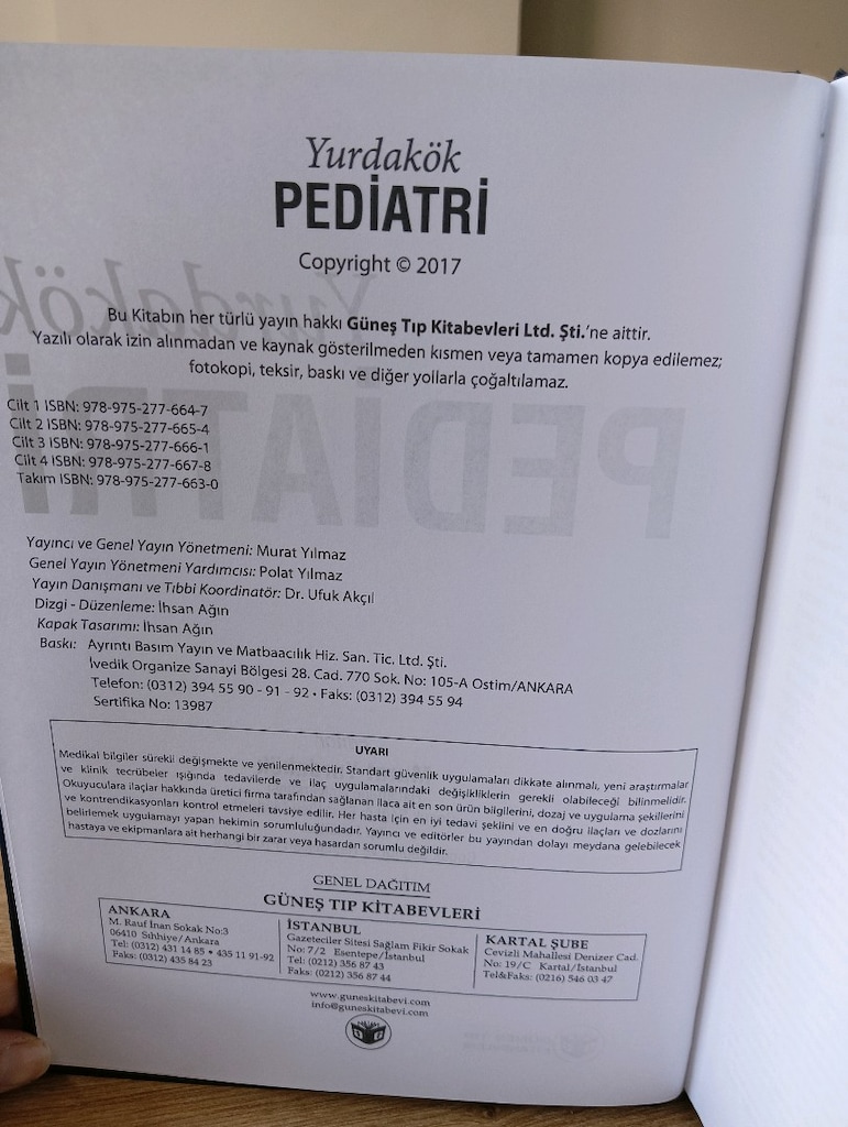 yurdakök pediatri 4 cilt- sıfı - 5