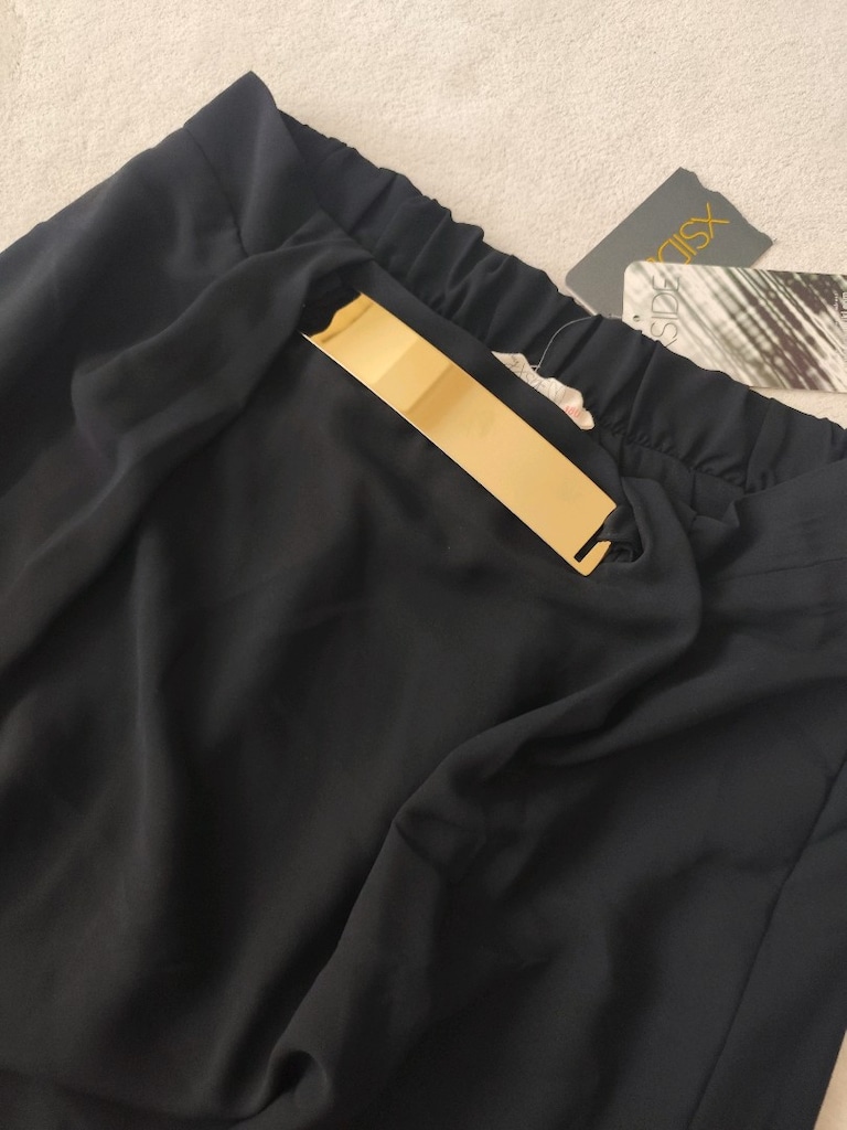XSİDE şık siyah uzun etek 38 Altın kemer detaylı MNG KOTON ZARA - 3