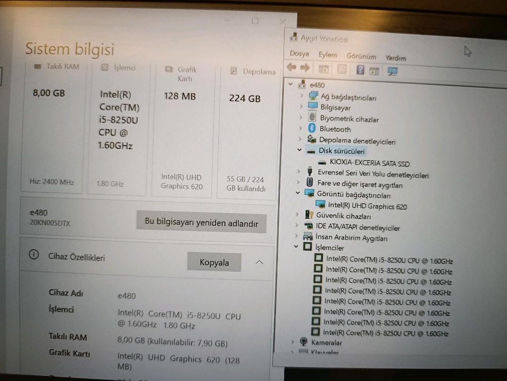 ThinkPad E480 (i5-8250U / 8GB RAM / 240GB SSD / FHD) – Temiz ve Ekstra - 6