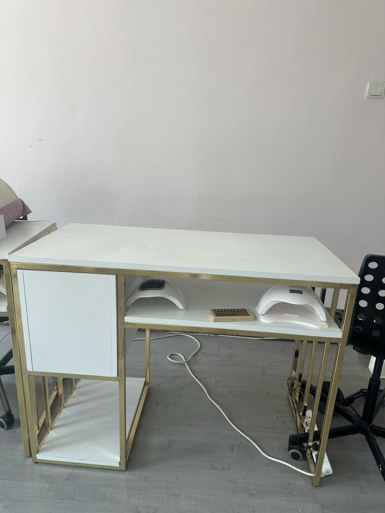 Şık Tasarımlı Beyaz/Gold Manikür / Çalışma Masası - 4