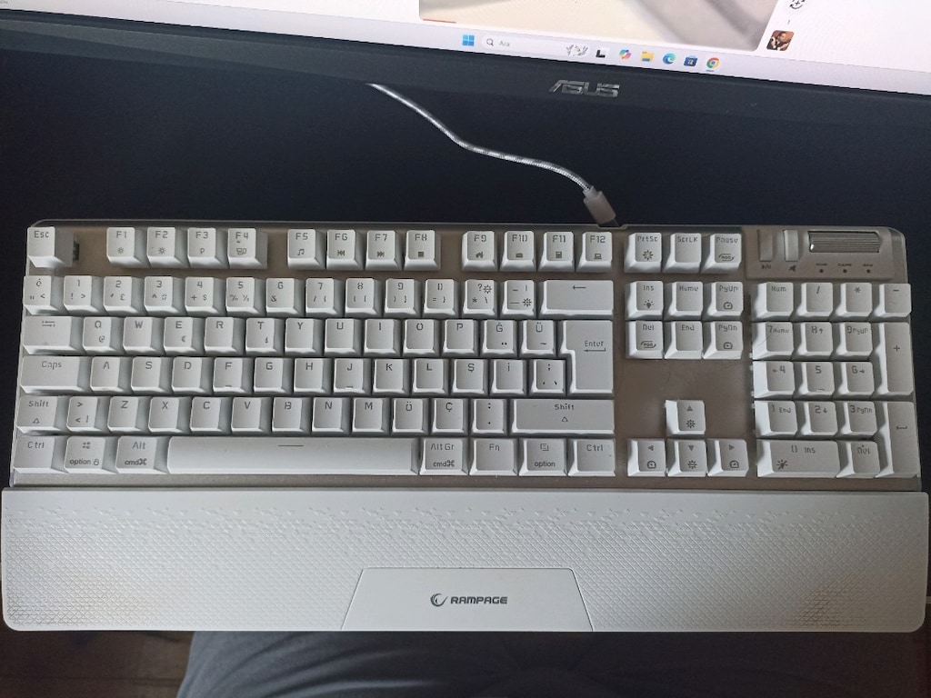 Rampage Carbon Bilek Destekli Red Switch Oyuncu Klavyesi-Beyaz - 6