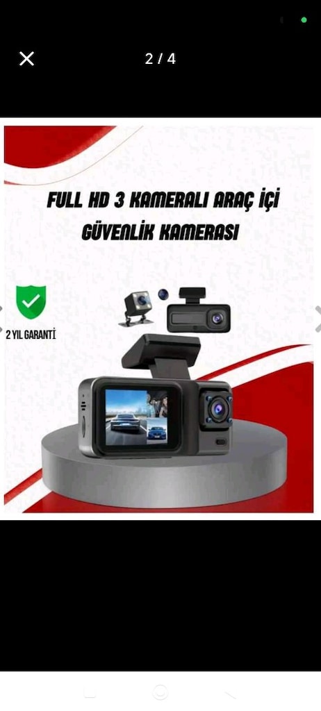 Ön Arka ve İç Kamera DashCam 360° Kapsamlı Full HD Araç Güvenlik Siste - 2