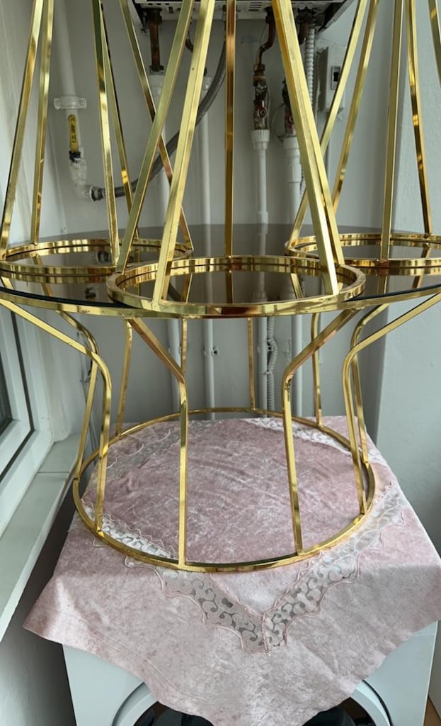 Altın Rengi Metal Sehpa - 2