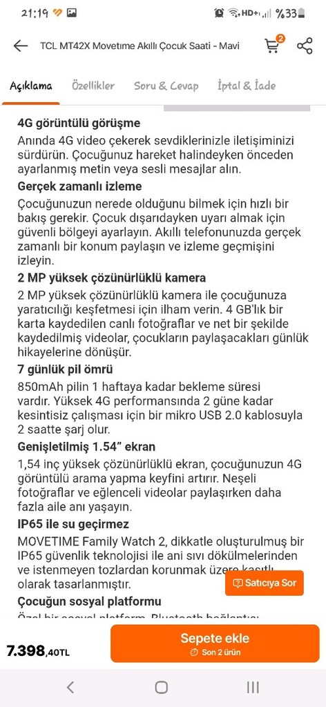 TCL MT42X Akıllı Çocuk Saati - 11