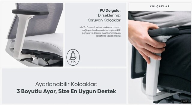 Nurus Me Too Ergonomik Ofis Koltuğu Özel Renk 3D Kolçak