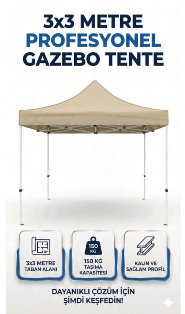 3X3 GAZEBO ÇARDAK KARE PROFİL TEK FİYAT 6000₺ DEPO TESLİM PAZARLIK YOK - 2