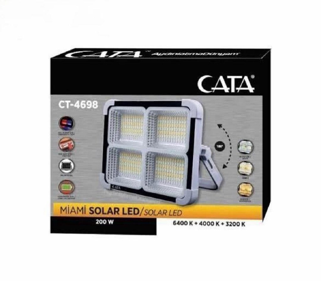 Cata 200W Solar Sarjlı Led Projektor kamp lambası - 5
