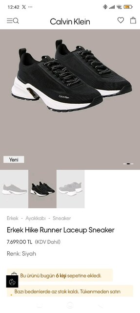 Calvin Klein Siyah ve gri Sneaker erkek ayakkabı