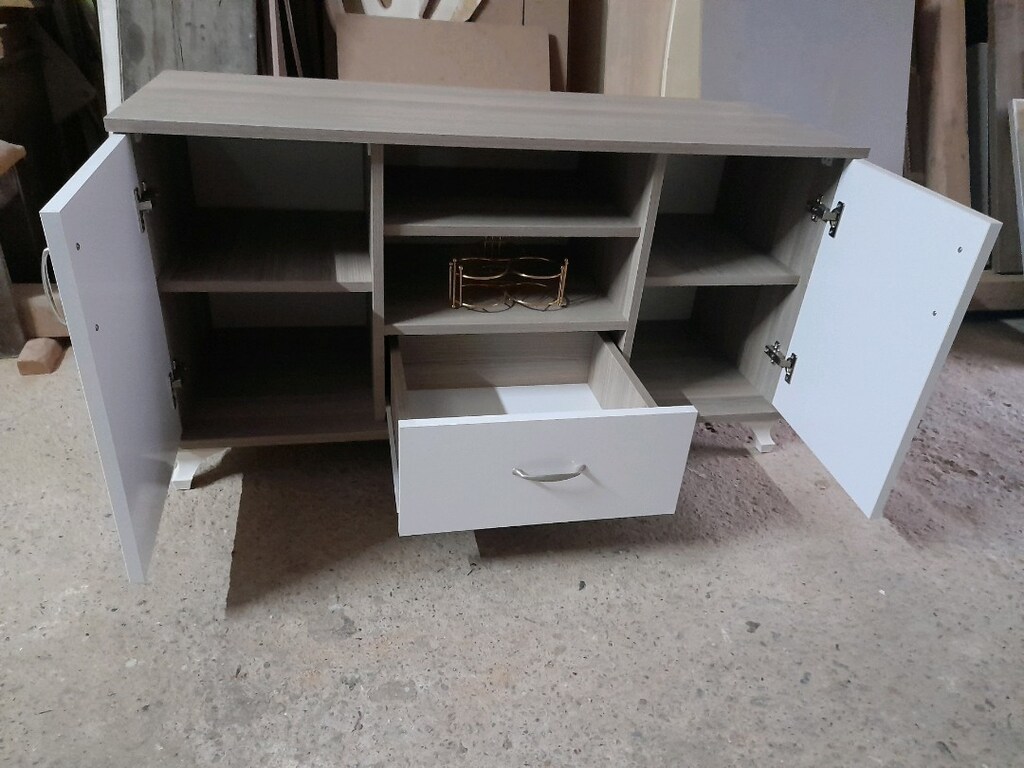Dolap iki kapaklı çekmeceli ve raflı Modern - 9