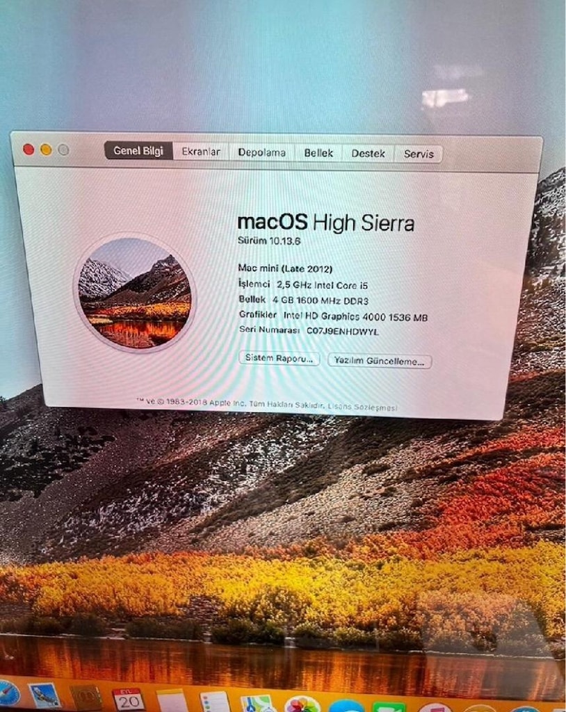 Apple mac mini 2011 i5 2.3 ghz, 4 gb, 128 ssd CİHANGİR BİLGİSAYAR 25.Y - 3