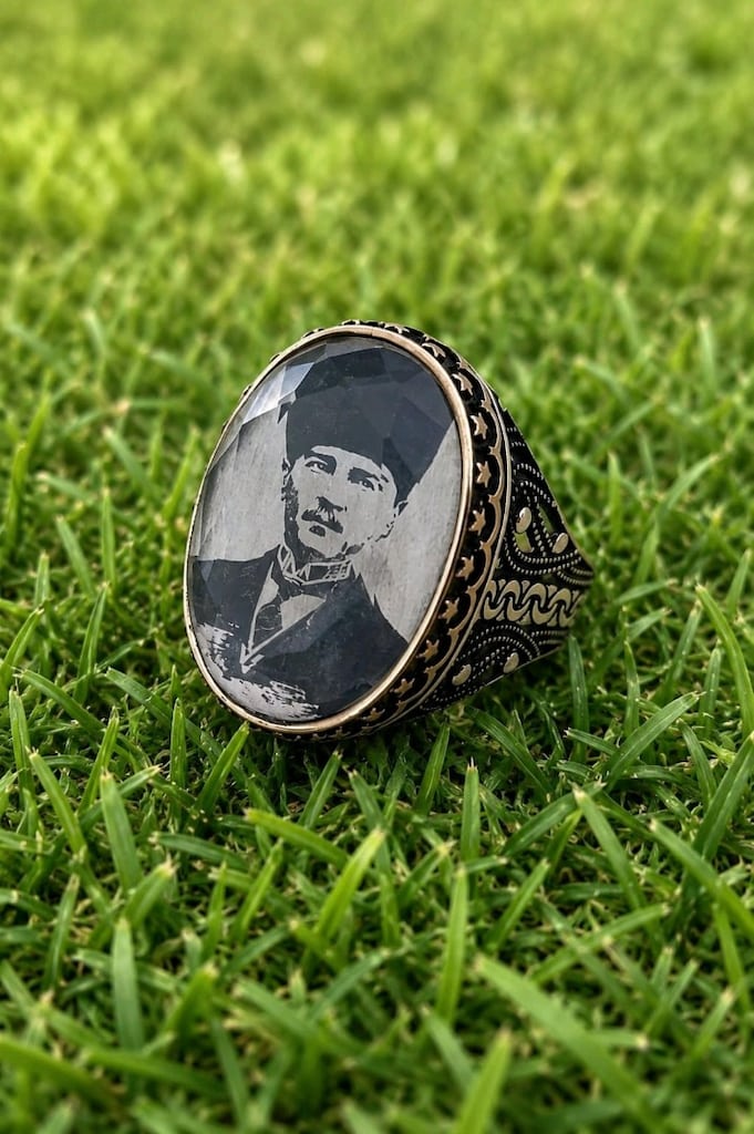 Atatürk Desenli 925 Ayar Gümüş Yüzük - 5