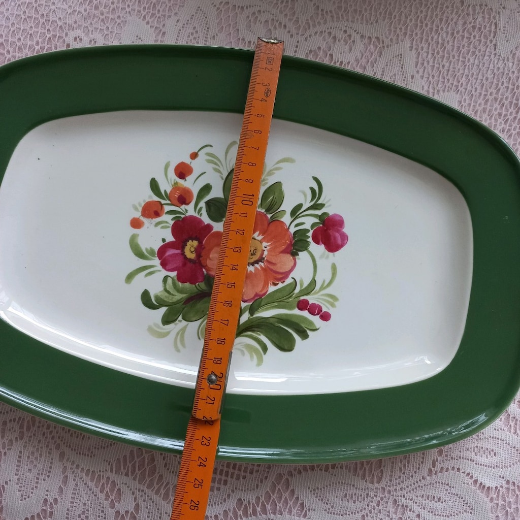 Vintage İtalyan çiçek desenli kayık tabak - 3