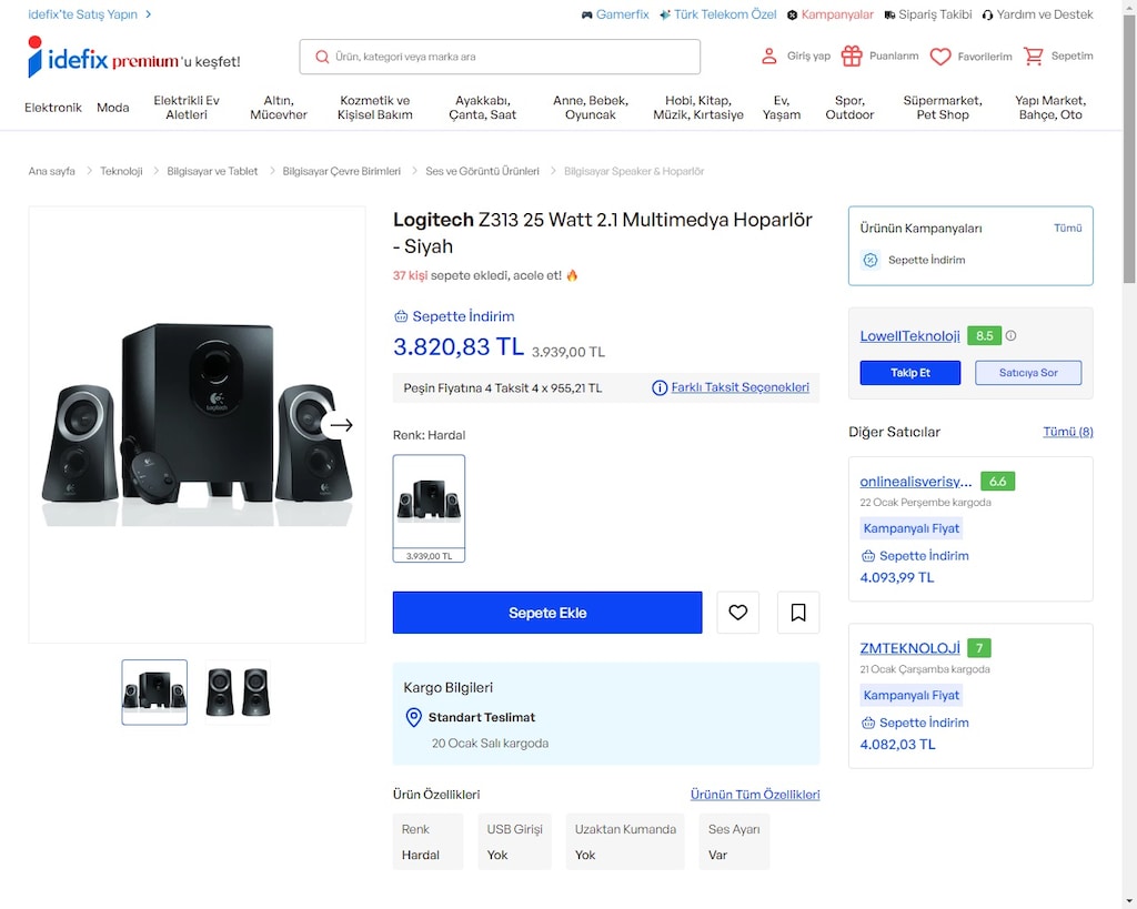 Logitech Z313 2+1 50w Ses Sistemi - 10