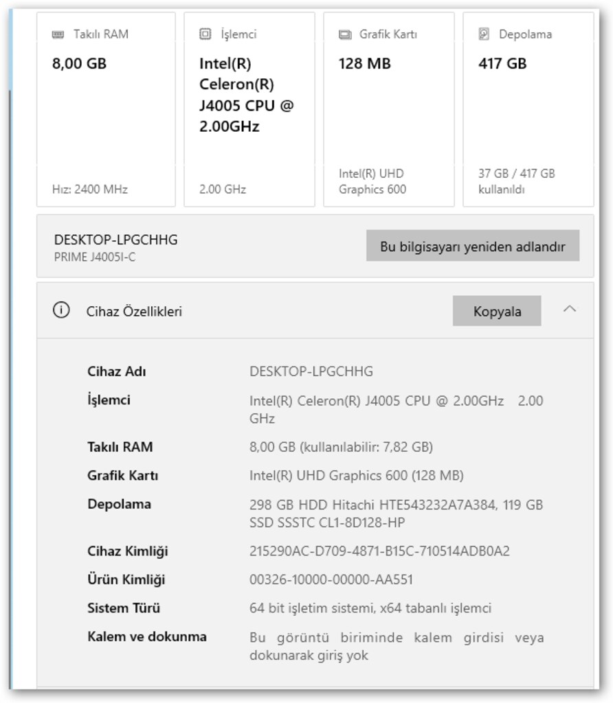 INTEL CELERON J4005 CPU 120 NVM-E SSD 8GB DDR4 RAM MİNİ PC - 8