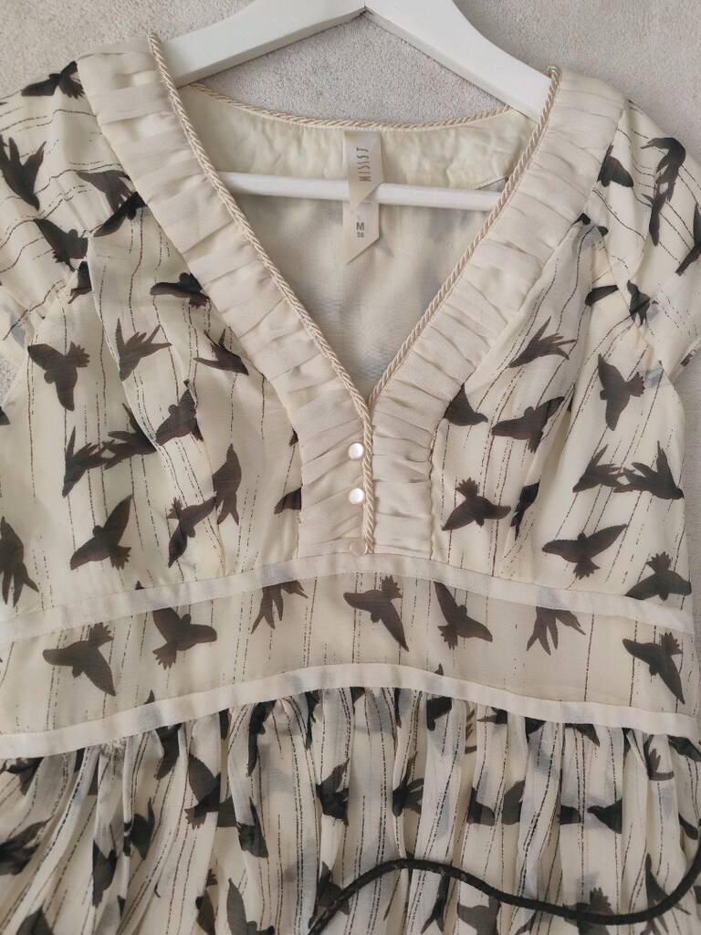 KUŞ DESEN ŞİFON MİDİ ABİYE ELBİSE S İpekyol MACHKA Zara - 3