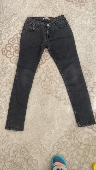 Kadın Gri Normal Kesim Denim Pantolon